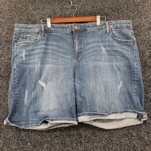 Kut from the Kloth Distressed Denim Shorts Blue Cuffed Plus Size 24W
